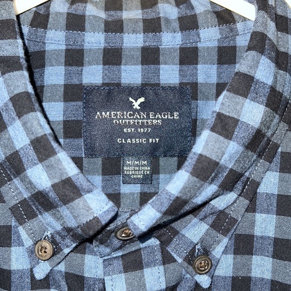 American eagle checkered button down size M classic fit - Picture 5 of 10